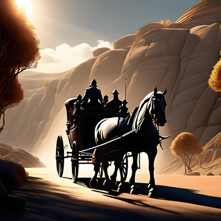 beautiful carriage with horses for transportの素材
