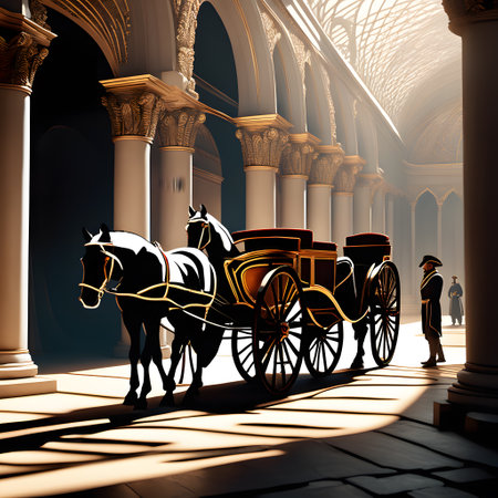 beautiful carriage with horses for transportの素材