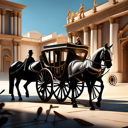 beautiful carriage with horses for transportの素材