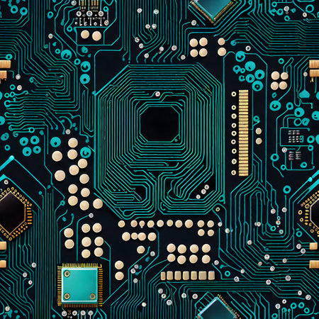 tiny computer chips with conductor tracksの素材