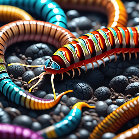 earthworms are crawling in gardenの素材