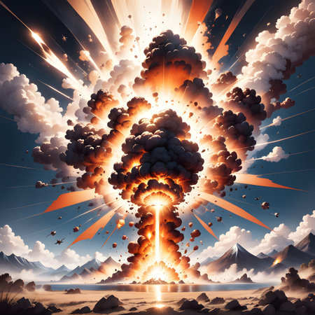 great explosion with fire and smokeの素材