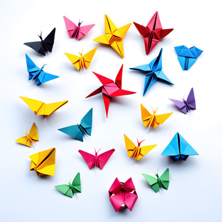 beautiful colored origami figures from Japanの素材