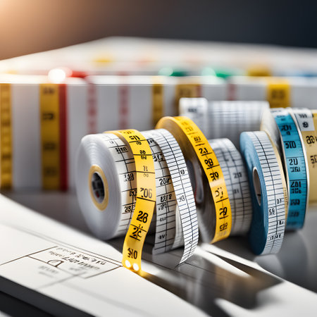 yellow measure tape for centimeters or millimetersの素材