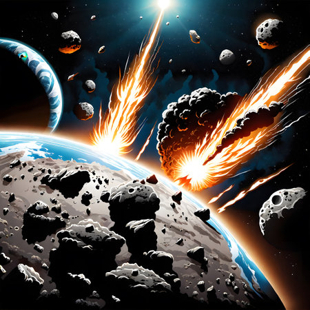 Doomsday Armageddon caused by an asteroid impact on Earthの素材