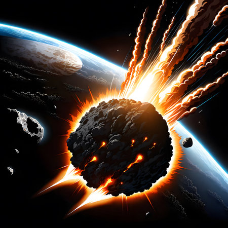Doomsday Armageddon caused by an asteroid impact on Earthの素材