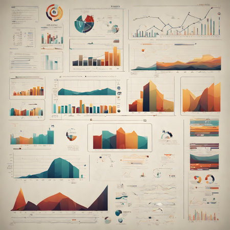 colorful business graphics in a presentationの素材