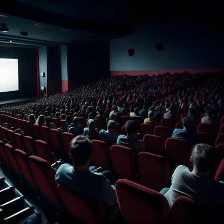 Cinema hall with audience and popcornの素材