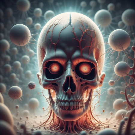 dangerous viruses and bacteria in the human bodyの素材