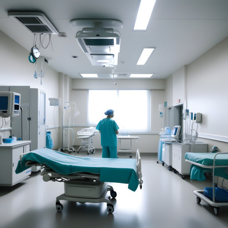Hospital with rooms and bedsの素材