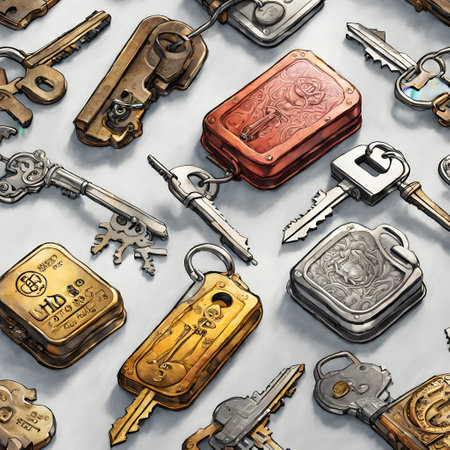 different colored old keys with beardの素材
