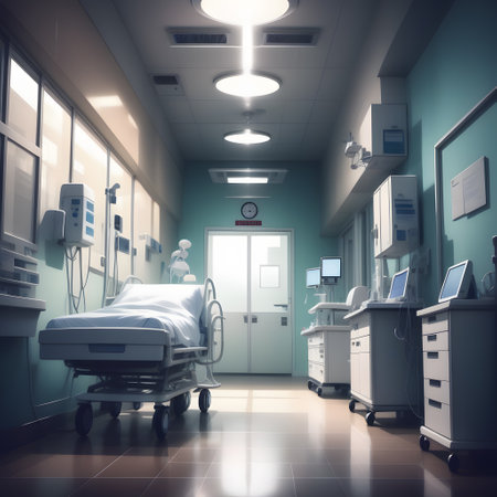 Hospital with rooms and bedsの素材