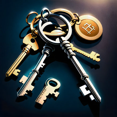 different colored old keys with beardの素材