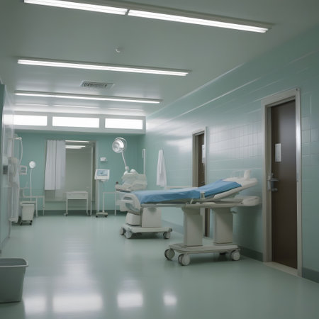 Hospital with rooms and bedsの素材