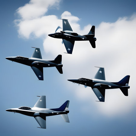 Military aircraft roam the sky for air combatの素材