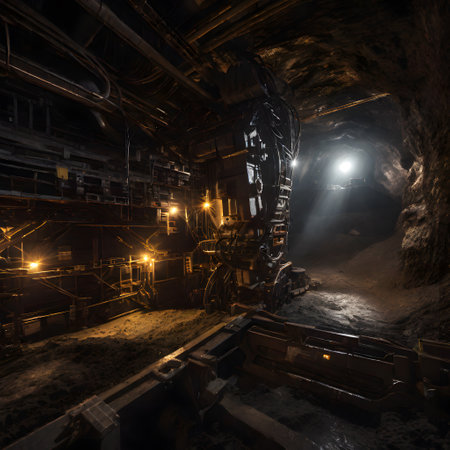 Mining with heavy machinery to extract raw materialsの素材