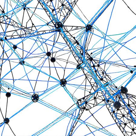 large network with nodes in a graphicの素材