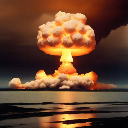 atomic bomb explodes and destroys entire areasの素材