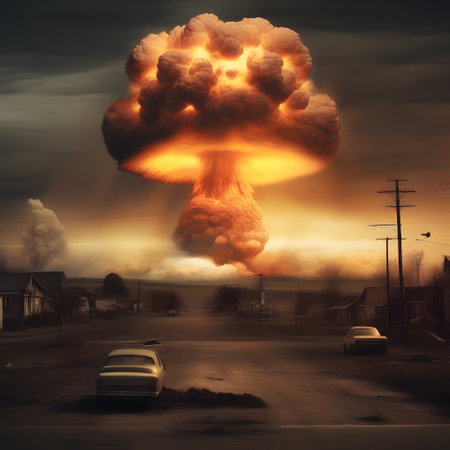 atomic bomb explodes and destroys entire areasの素材