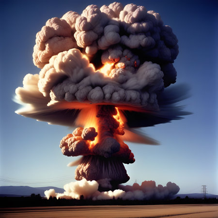 atomic bomb explodes and destroys entire areasの素材