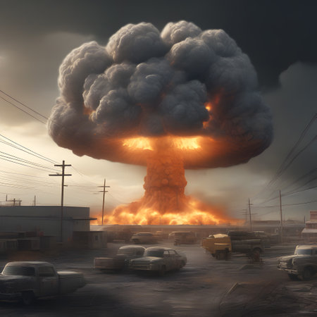 atomic bomb explodes and destroys entire areasの素材