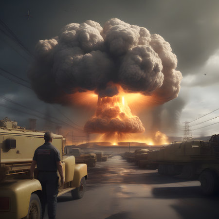 atomic bomb explodes and destroys entire areasの素材