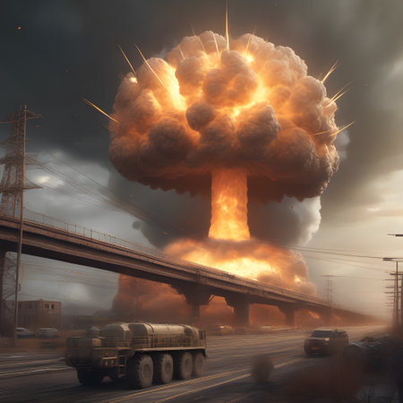 atomic bomb explodes and destroys entire areasの素材