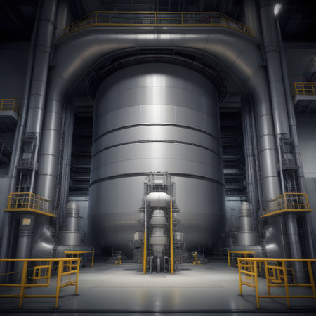large heavy steel nuclear reactor in the reactor domeの素材
