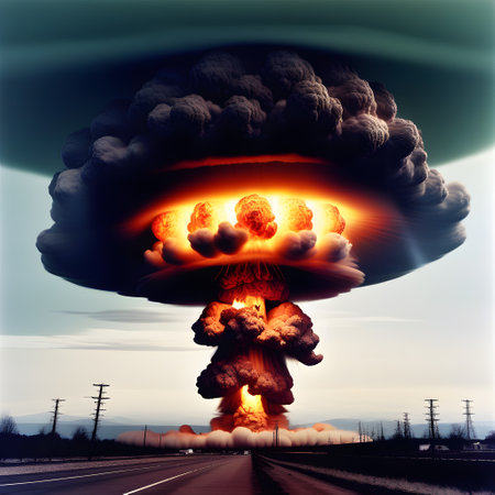 atomic bomb explodes and destroys entire areasの素材