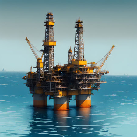 Oil drilling rig in the sea as a production towerの素材