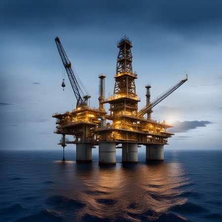 Oil drilling rig in the sea as a production towerの素材