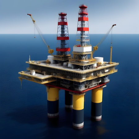 Oil drilling rig in the sea as a production towerの素材