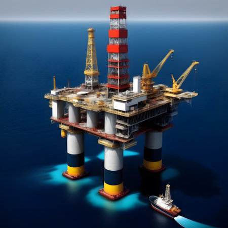 Oil drilling rig in the sea as a production towerの素材