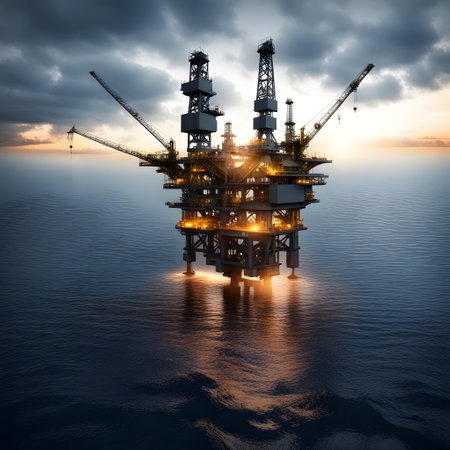 Oil drilling rig in the sea as a production towerの素材