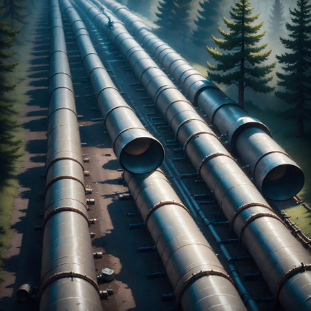 large pipelines in a refineryの素材