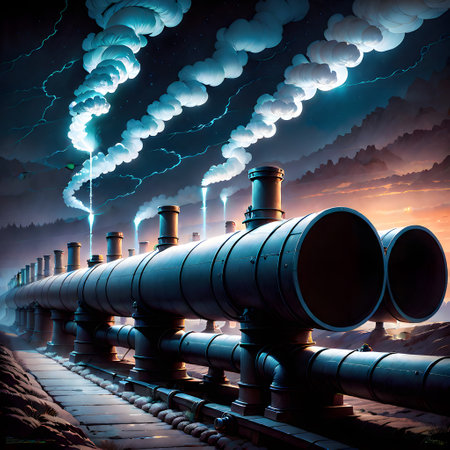 large pipelines in a refineryの素材