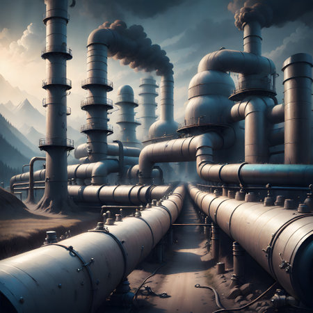 large pipelines in a refineryの素材