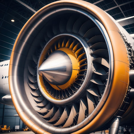 Airplane engine with metal bladesの素材