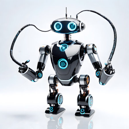 heavy humanoid robot guards its territoryの素材