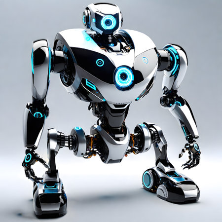 heavy humanoid robot guards its territoryの素材