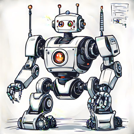 heavy humanoid robot guards its territoryの素材