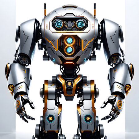 heavy humanoid robot guards its territoryの素材