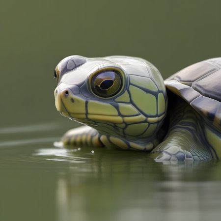 Turtles with shells swim in the seaの素材