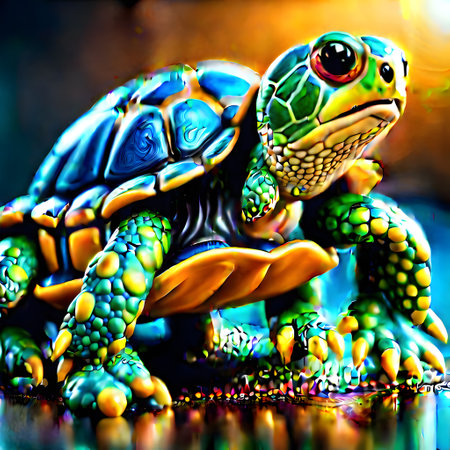 Turtles with shells swim in the seaの素材
