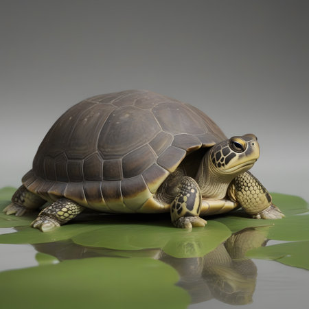 Turtles with shells swim in the seaの素材
