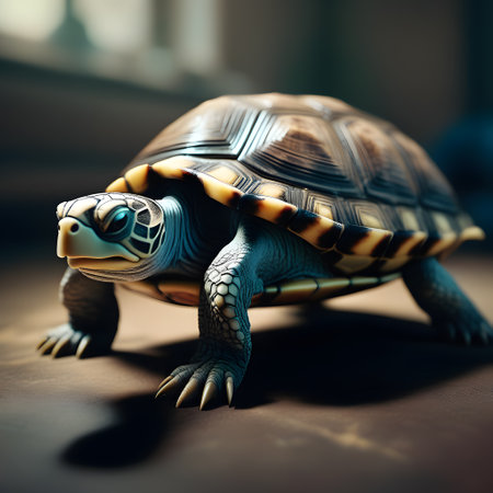 Turtles with shells swim in the seaの素材