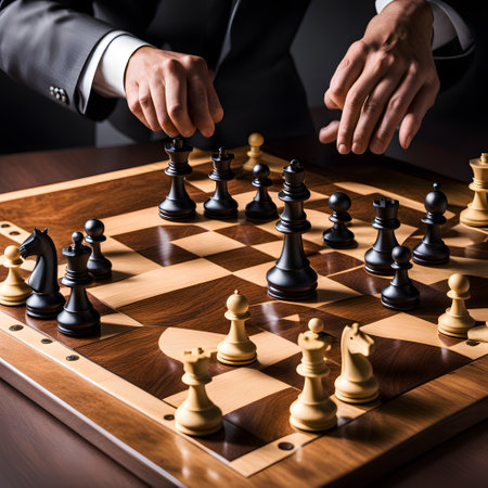 Chess players play a royal strategy gameの素材