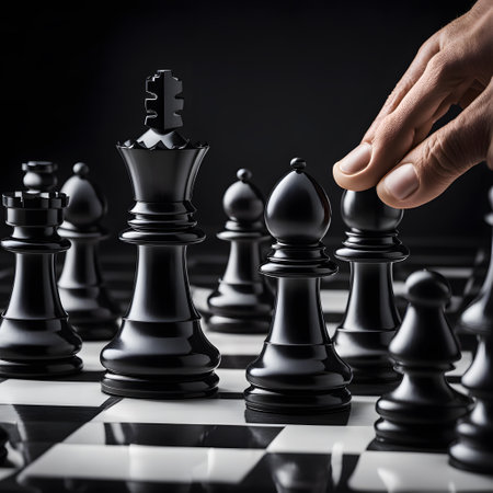 Chess players play a royal strategy gameの素材