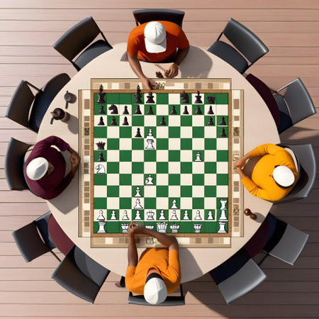 Chess players play a royal strategy gameの素材