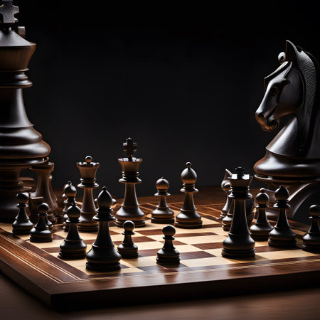 Chess players play a royal strategy gameの素材